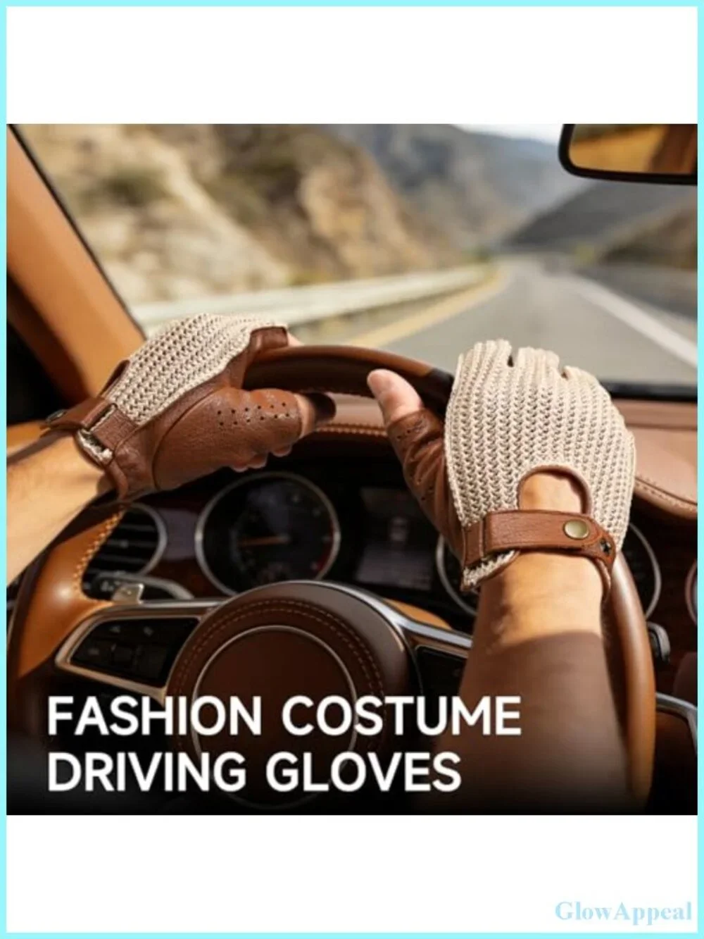 Fingerless Goatskin Leather Driving Gloves for Men and Women, Adjustable Wrist